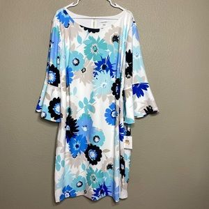 NWT Calvin Klein Floral Bell Sleeve Dress